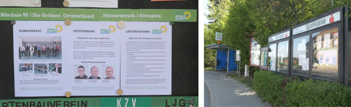 Ein neuer Infokasten von Grüne Heinersreuth steht an der Bushaltestelle